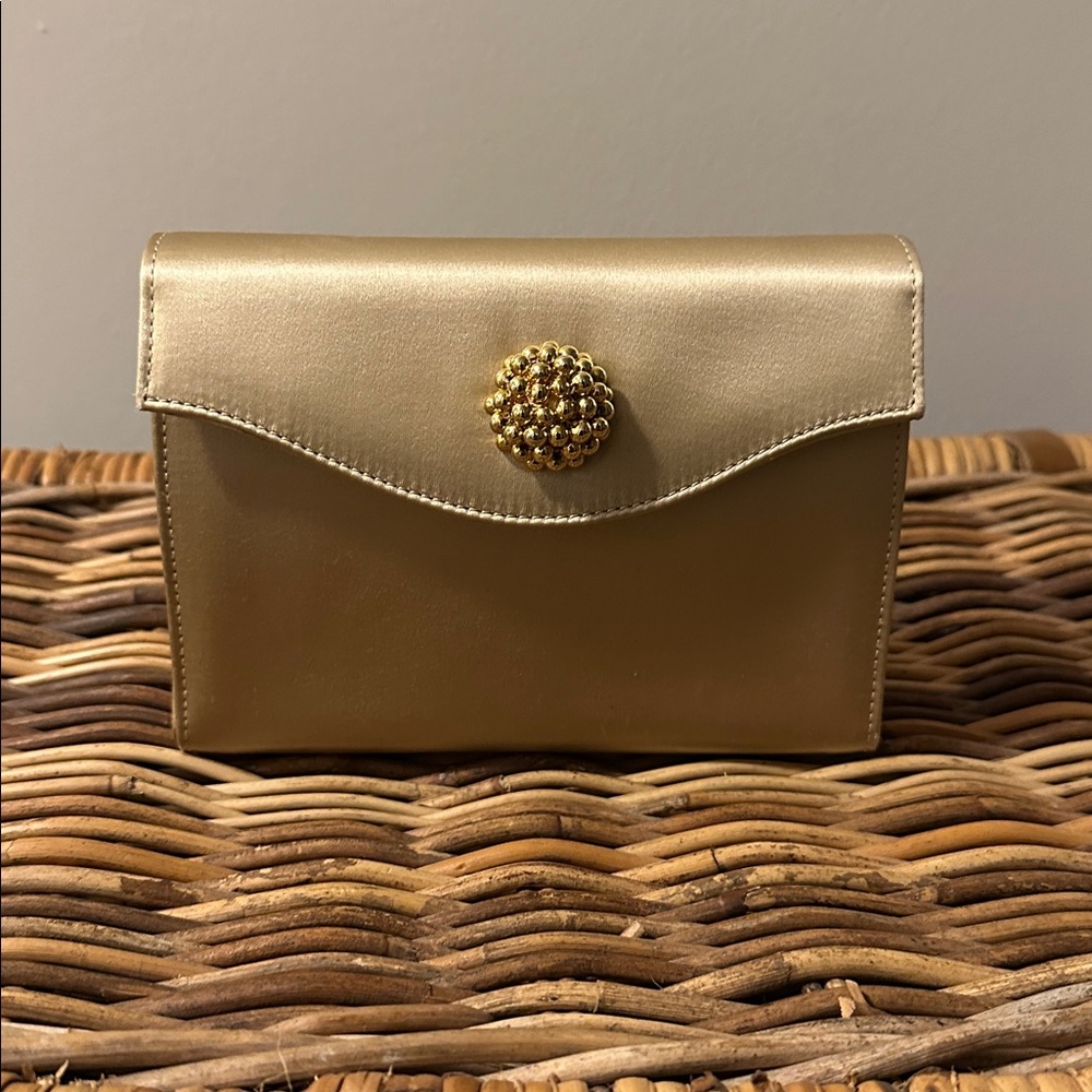 Neiman Marcus Gold Satin Clutch